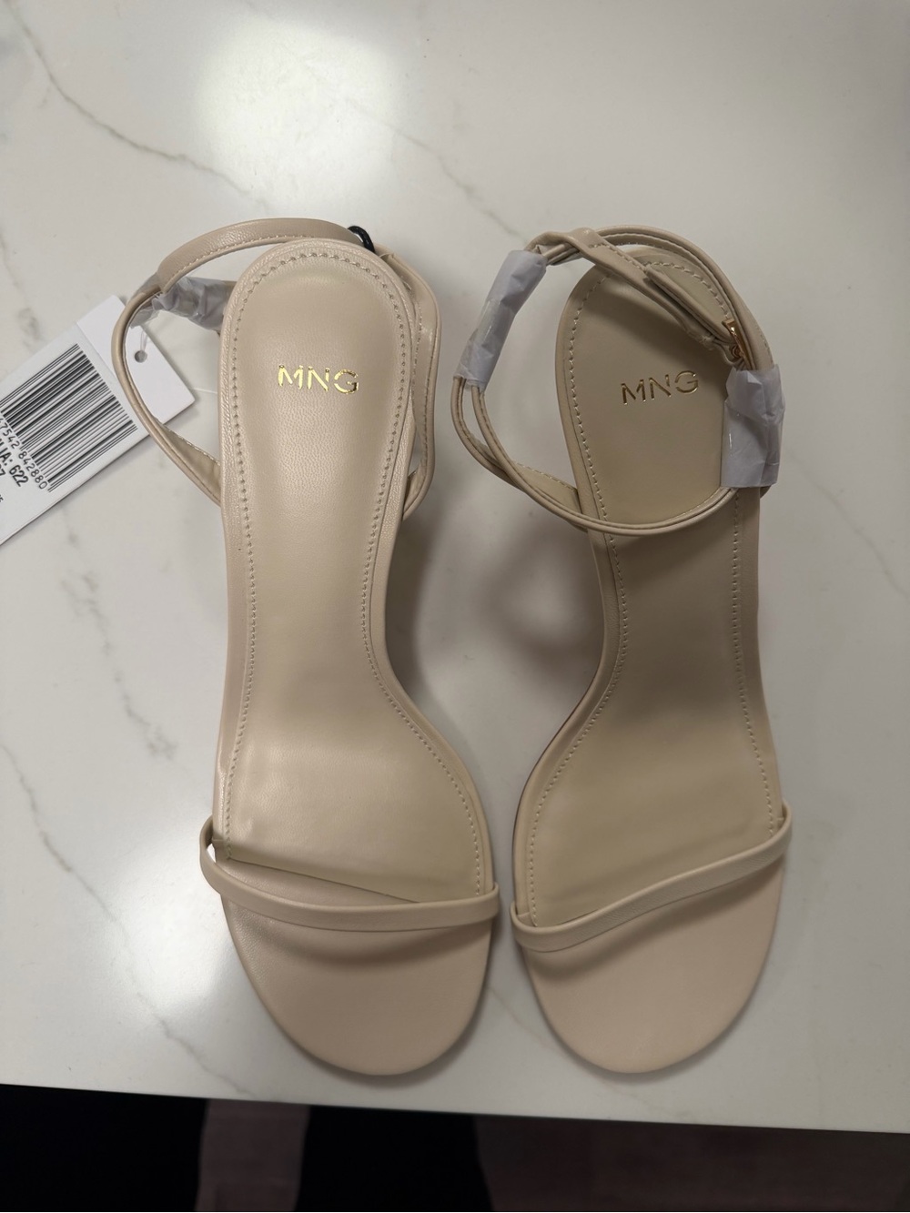 Mango Nude Ankle-Strap kitten heels